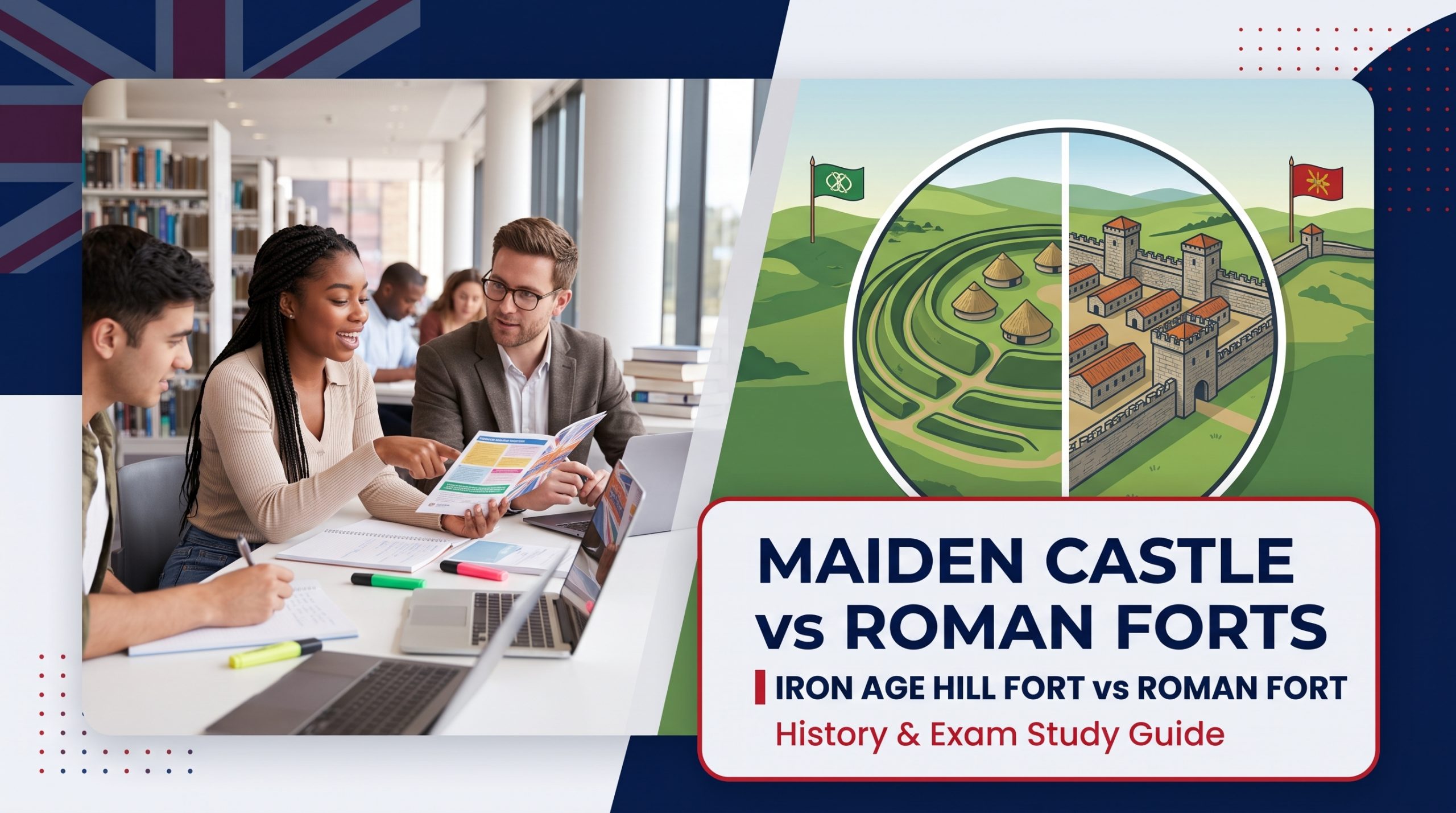 Maiden Castle vs Roman Forts : Key Differences & Test Traps for Life in the UK Exam